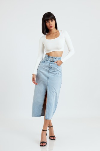 Denim Midi California Skirt Light Blue